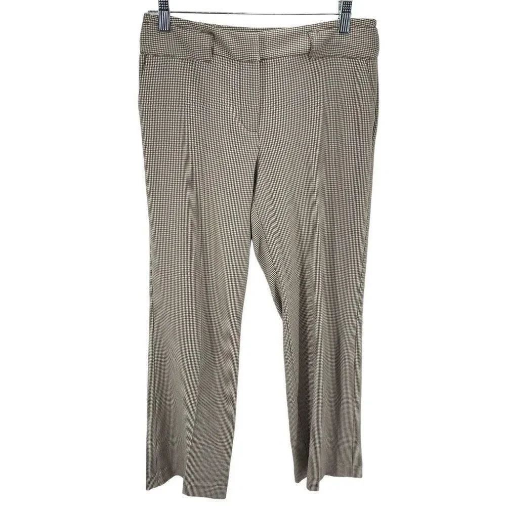 JH Collections Karyn Womens Dress Pants Houndstooth Flat Front Stretch Tan 6